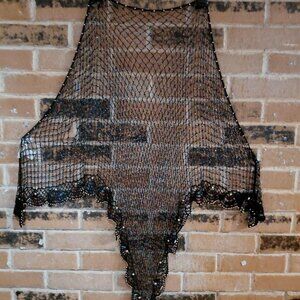 Krochetta by Papillion Black Beaded Shawl